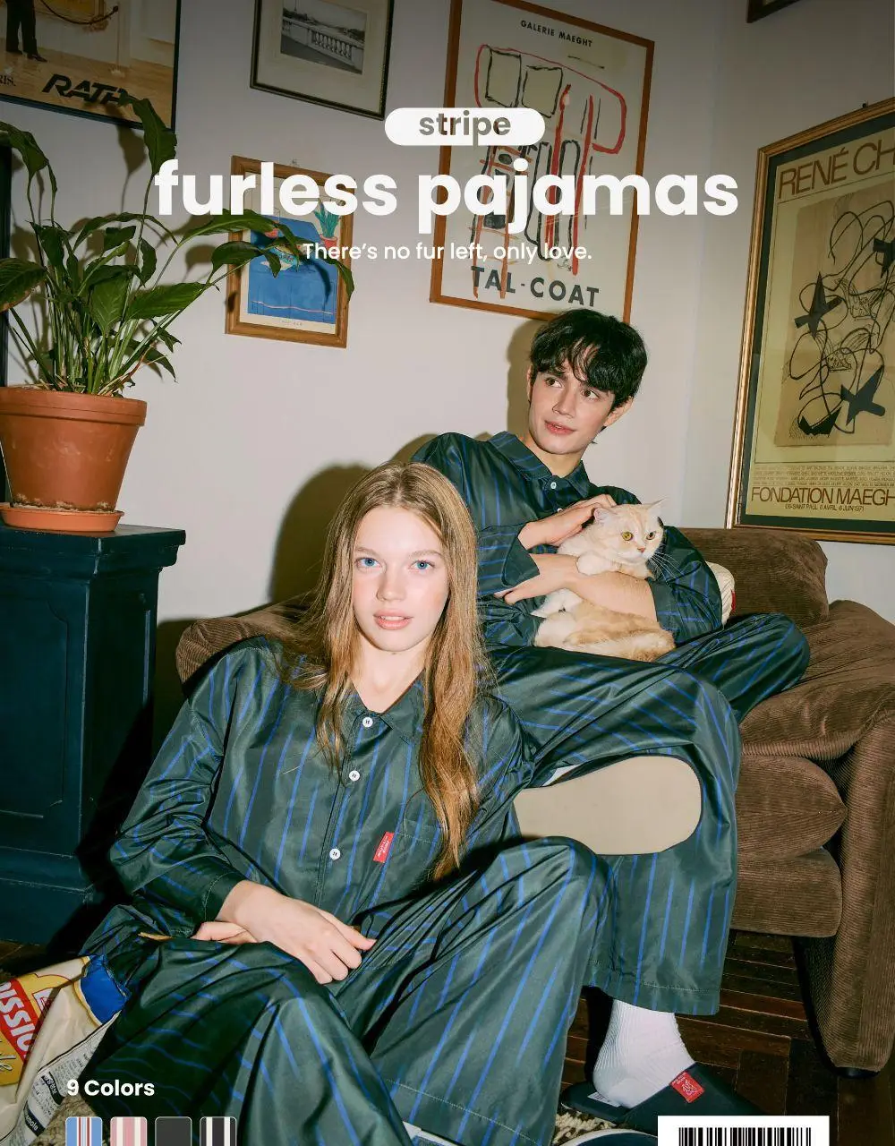 Furless pajamas[Long] - KhakiBlue Stripe 상세페이지 3